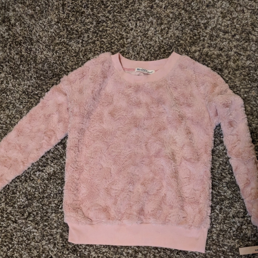 Pink fuzzy pullover